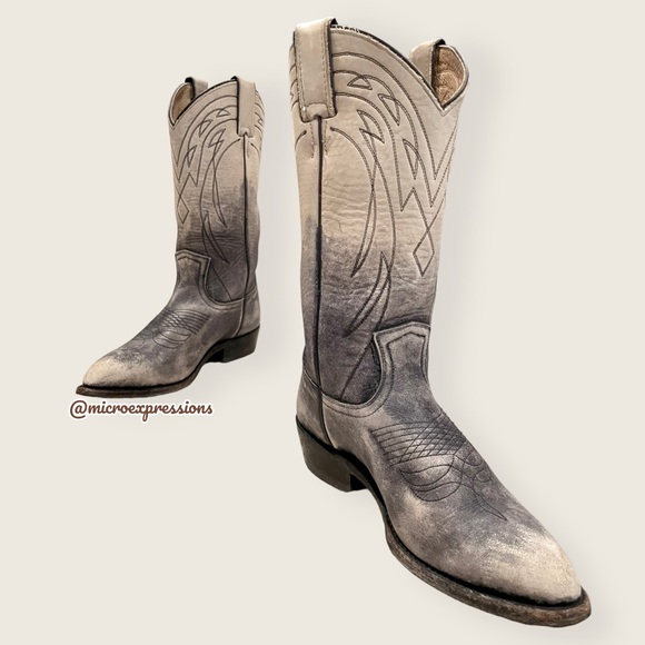 $499 Frye Billy Pull On Ombre Distressed Vintage Black White Western Cowboy Boot - Picture 13 of 13